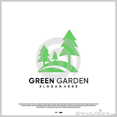 Garden logo abstract with modern style Premium Vector Vector Illustration