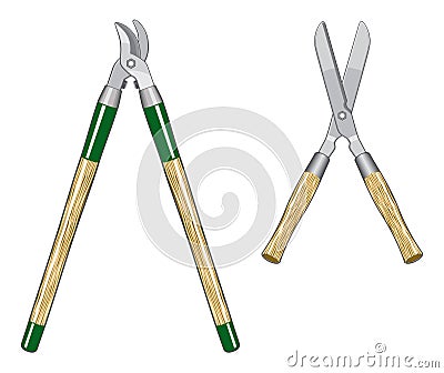 Garden Loppers and Clippers Vector Illustration
