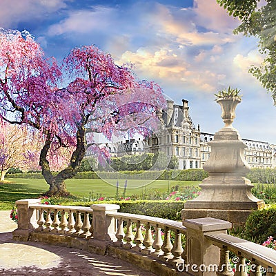 In the garden of the Louvre. Stock Photo