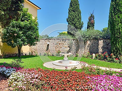 The garden of Madonna del Frassino Sanctuary Stock Photo