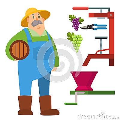 Garden man character agriculture farm harvest people organic outdoor work vector illustration Vector Illustration