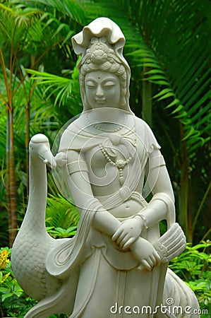 Garden Marble Statue of guanyin Stock Photo