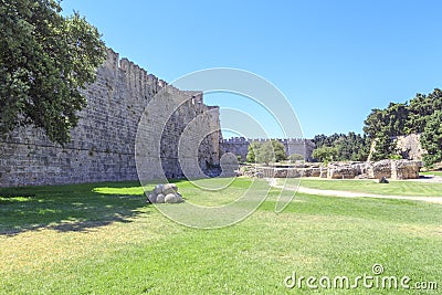 Garden in the palace of the grand master of the knights in Rhodes Stock Photo