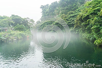 Garden Park at Cheonjiyeon Waterfalls in Jeju Island Stock Photo