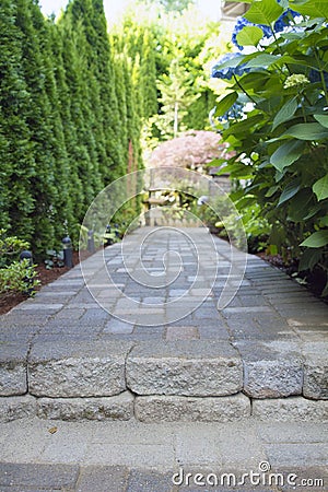 Garden Paver Path Walkway Stock Photo