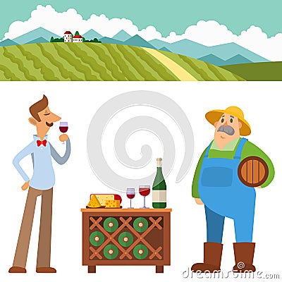 Garden people character agriculture farm harvest people organic outdoor work vector illustration Vector Illustration