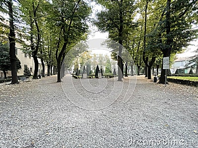 Garden Piazza del Pallone, Mantova, Italy Editorial Stock Photo