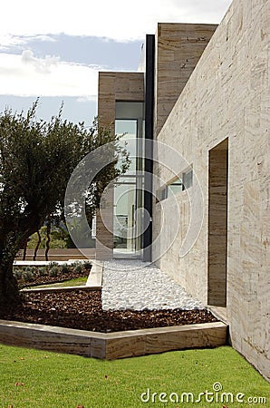 Garden with pine Bark Stock Photo