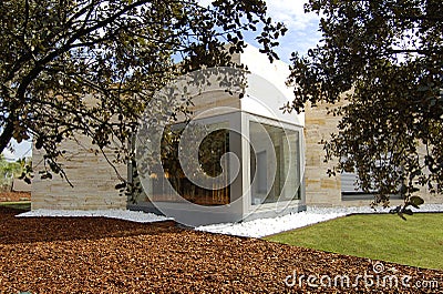 Garden with pine Bark Stock Photo