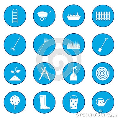 16 garden plain icon blue Vector Illustration