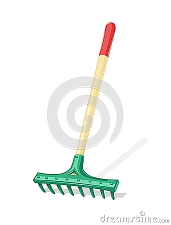 Garden rake. Agriculture tool. Vector Illustration
