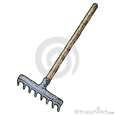 Garden rake farming instrument Vector Illustration