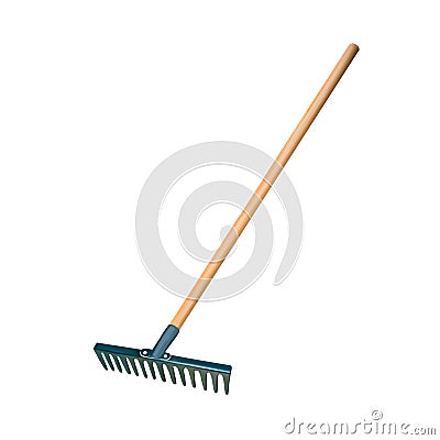 Garden rake isolated on white Stock Photo