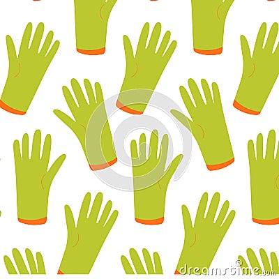 garden rubber gloves fabric green pattern textile Vector Illustration