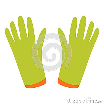 garden rubber gloves fabric green protection icon Vector Illustration