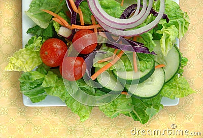 Garden Salad on Square Plate Stock Photo