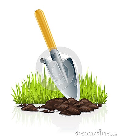 Garden scoop and grass Vector Illustration