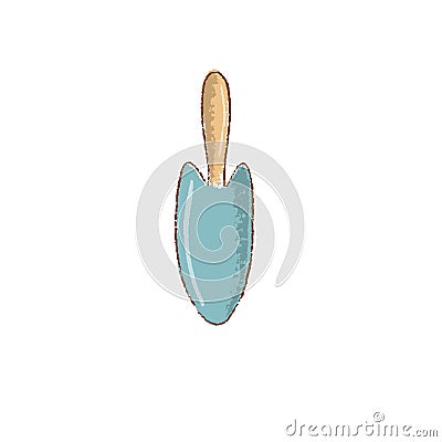 Garden scoop,Trowelthe mortar on white background, spade Hand-Drawn gardening tools Cartoon Illustration