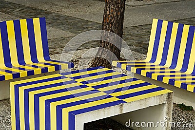 Garden seats and table Stock Photo