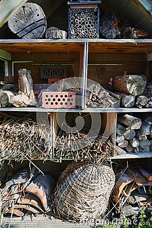 A Garden Shelter for Wild Animals and Insects house. Stock Photo