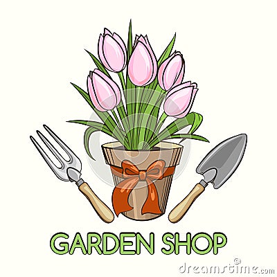 Garden Shop Emblem Stock Photo