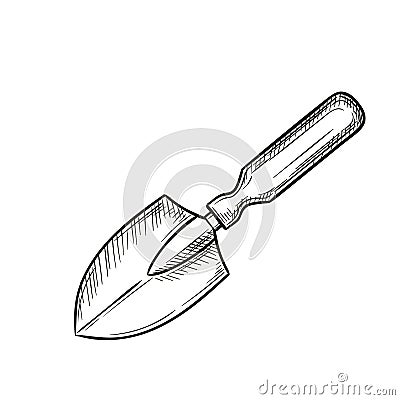 Garden shovel icon, sketch style. Vector Illustration