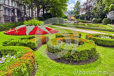 Garden of Small Sablon (Jardin du Petit Sablon), Brussels, Belgium. Stock Photo