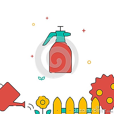 Garden sprayer, pulverizer filled line icon, simple vector illustration Vector Illustration