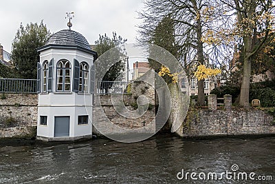 Garden structure beside Groenerei canal Bruges Stock Photo