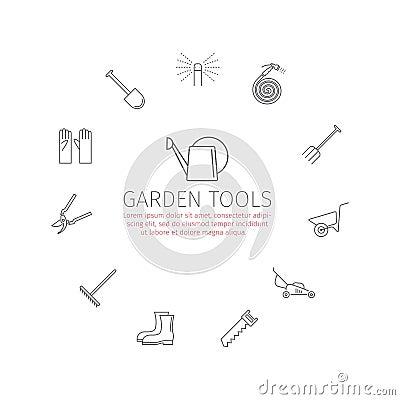 Garden tools icons set. Stock Photo