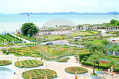 Garden view at Pattaya beach Editorial Stock Photo
