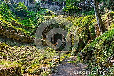 Garden at Vittoriale degli italiani palace at Gardone Riviera in Italy Stock Photo