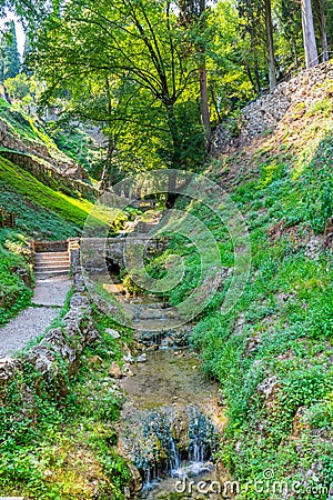 Garden at Vittoriale degli italiani palace at Gardone Riviera in Italy Stock Photo