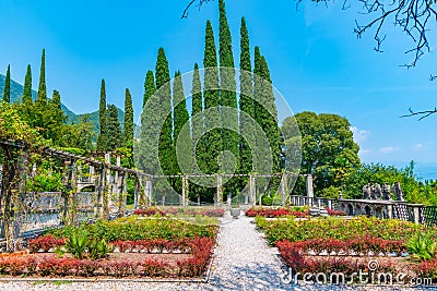 Garden at Vittoriale degli italiani palace at Gardone Riviera in Italy Stock Photo