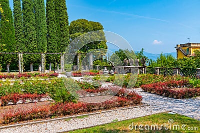 Garden at Vittoriale degli italiani palace at Gardone Riviera in Italy Stock Photo