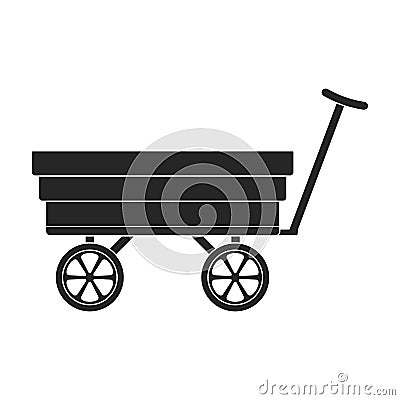 Garden wagon black vector icon.Black vector illustration wheelbarrow. Isolated illustration of garden wagon icon on Vector Illustration