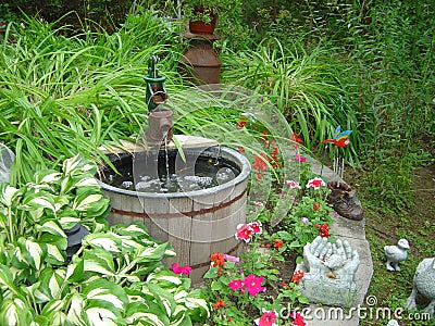 Garden Water Well Stock Photo