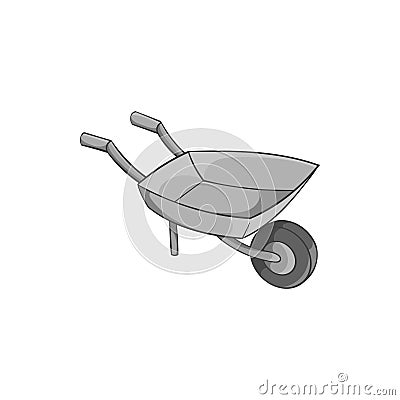 Garden wheelbarrow icon, black monochrome style Vector Illustration