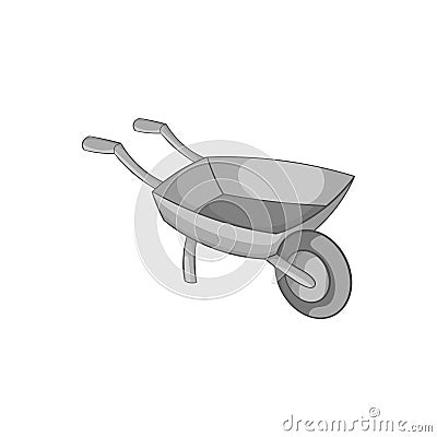 Garden wheelbarrow icon, black monochrome style Vector Illustration