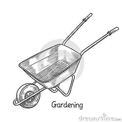 Garden wheelbarrow, illustration of Garden tools Vector Illustration