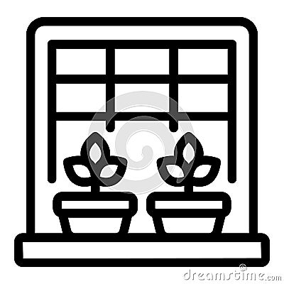 Garden on a windowsill icon outline vector. Window plant Vector Illustration