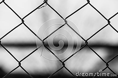 Garden wire fence close up macro shot at correctional institute Stock Photo