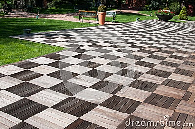 Garden wood pavement Stock Photo