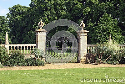 Garden wrought iron gate Stock Photo