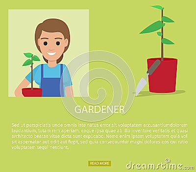 Gardener Advertisement Web Page Vector Banner Vector Illustration