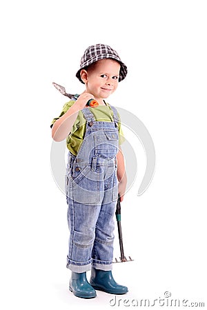 Gardener boy Stock Photo