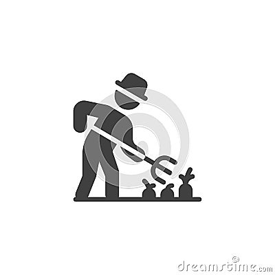 Gardener, farmer with pitchfork vector icon Vector Illustration