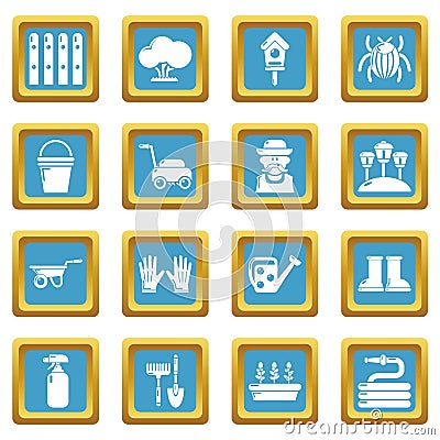 Gardener icons set sapphirine square vector Vector Illustration