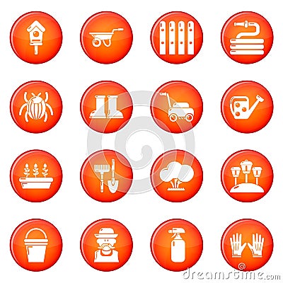 Gardener icons set red vector Vector Illustration