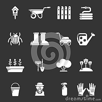 Gardener icons set grey vector Vector Illustration